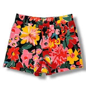 ZARA TRF Collection High Waisted Floral Button Fly Shorts Women's Size S